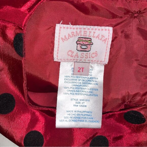 Red Holiday Christmas Party Formal Fit & Flare Polka Dot Dress Girls Size 2T - Picture 6 of 8